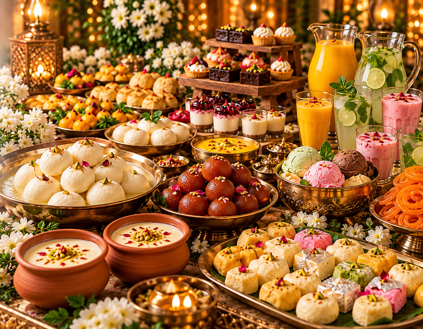 Desserts and beverages prepared for catering events in Kolkata