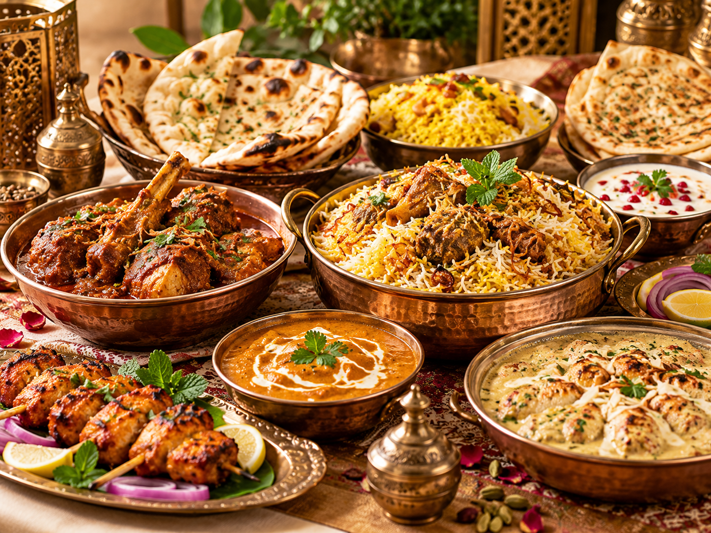 Indian and Mughlai dishes prepared for catered events in Kolkata