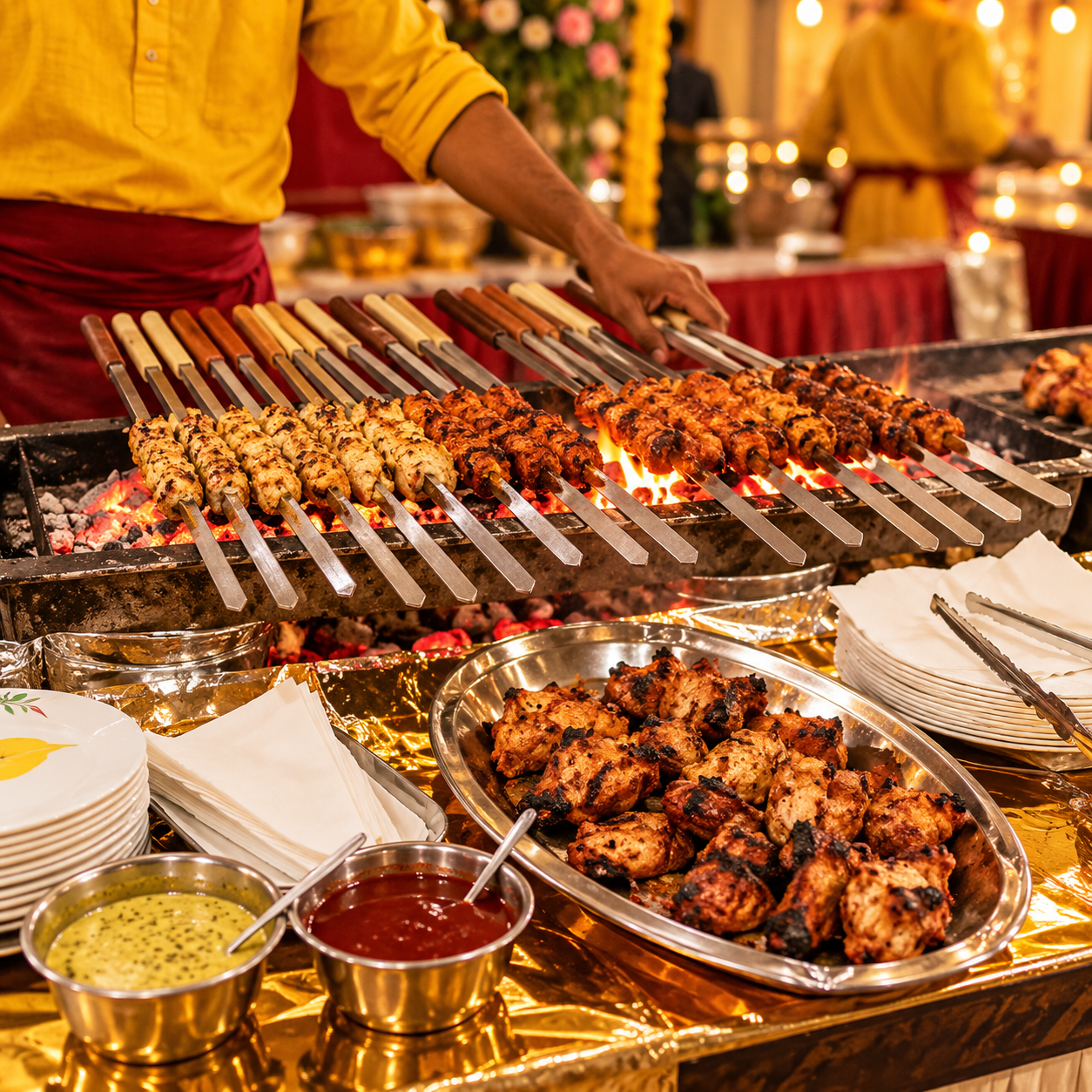 Live tandoor and kebab counter for catered events in Kolkata